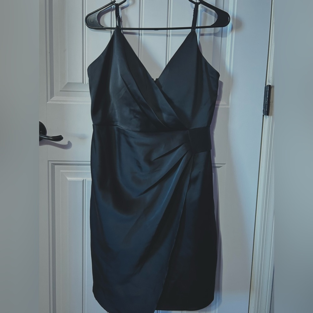 Elegant Black Mini Dress Deep V Neck